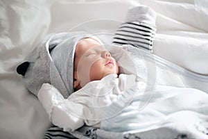 Newborn Baby sleeping peacefully at home