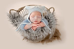 Newborn boy studio portrait