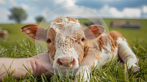 The calf in the field.AI generated image
