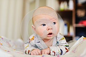 Newborn on the changing table