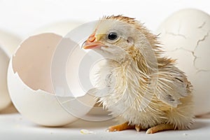 Chick new born. A chick leaving the shell