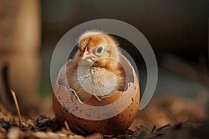 Newborn Chick in Eggshell