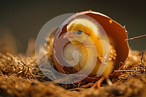 Newborn Chick in Eggshell