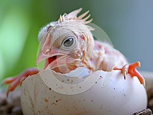 Newborn chick emerging from its egg, a moment of new life beginning