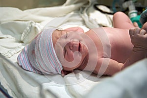 Newborn in the delivery room