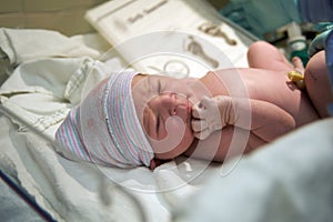 Newborn in the delivery room