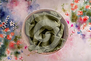 Newborn digital backdrop with wooden bowl