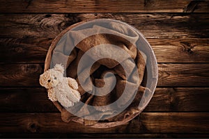 Newborn digital backdrop with wooden bowl