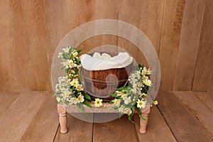 Newborn Digital Background Spring rose Basket Prop for Newborn