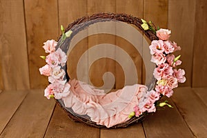 Newborn Digital Background Spring rose Basket Prop for Newborn