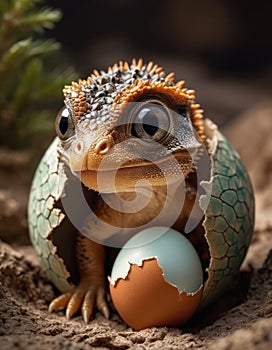 Newborn Gecko Emerging from Egg