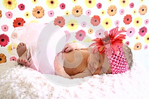 Newborn girl sleeping