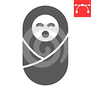 Newborn glyph icon, baby and infant, neonate vector icon, vector graphics, editable stroke solid sign, eps 10. photo