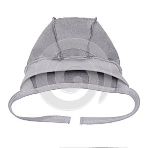 Newborn gray baby hat on a white background