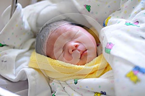 The newborn infant sleeping