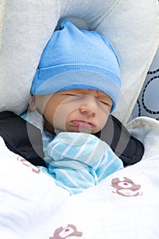 Newborn Napping in Stroller