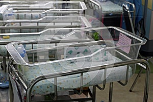 Newborn room in hospital.