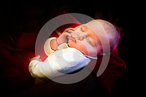 Newborn sleeping closeup