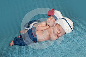 Newborn Twin Babies in Sailor Costumes