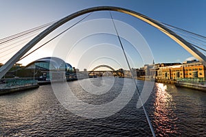 Newcastle Gateshead Quayside -Sage, Millenium and Tyne Bridges i