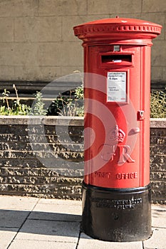 Exterior Red Royal Mail Pillar Post Box on street