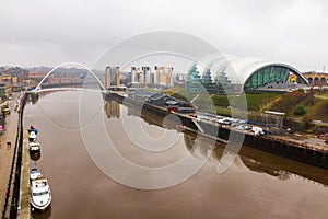 Newcastle Quayside with Sage, Gateshead Millenium Bridge and Boa