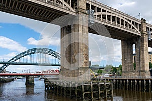 Famous bridges linking Newcastle and Gateshead over the river Tyne