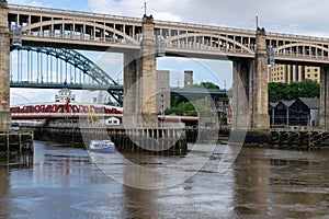 Famous bridges linking Newcastle and Gateshead over the river Tyne