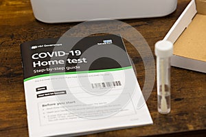 UK home Covid testing kit. NHS Test and Trace