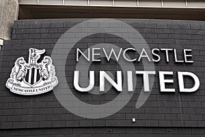 Newcastle United FC Logo at their St. James Park Stadium in Newcastle