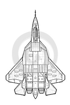 The Newest Russian jet fighter aircraft. Vector draw