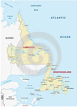 Newfoundland and labrador map