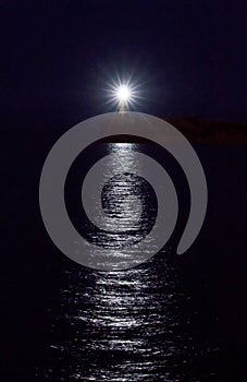 Newhaven Lighthouse at Night with Reflection