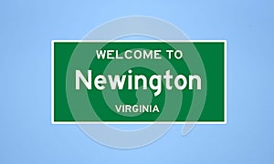 Newington, Virginia city limit sign. Town sign from the USA.