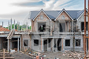 Newly being built houses in progress.