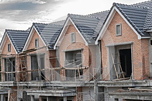 Newly being built houses in progress.