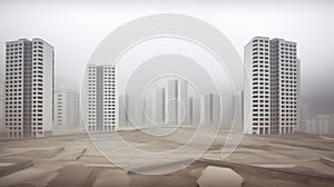 Newly built city with skyscrapers that all look the same. Construction project in overpopulated country. Generative AI photo