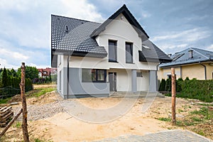 Newly built house with a finished plaster