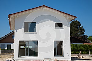 Newly built house, white facade