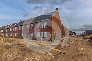 Newly built houses on building site