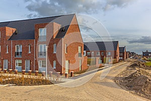 Newly built houses in modern street