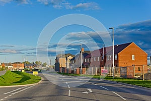 Newly built houses on the Wyberton quadrant in Boston Lincs. UK