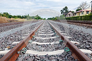 Newly built and never used rail road in rural Thailand
