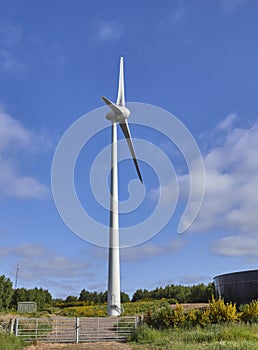 A newly built privately owned Farm Turbine above the Angus Glens at Stracathro.