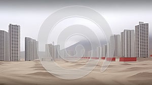 Newly built urban neighborhood with skyscrapers that all look the same. Construction project. Generative AI