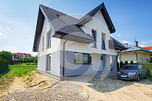 Newly built white and gray house