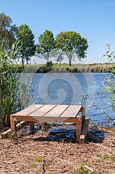 Newly built wooden angling platform