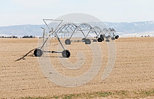 A newly constructed agricultural irrigation system in a farm Field.