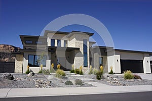 Newly Constructed Modern Suburban House in the Desert