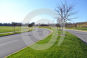 Newly Constructed Suburban Asphalt Roadway